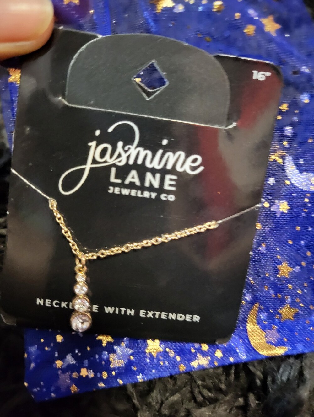 Jasmine Lane Gold Necklace with Clear Crystal Drops